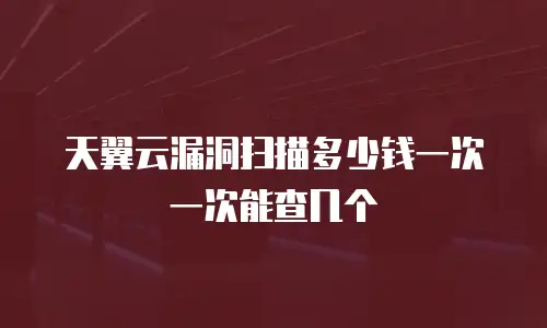 天翼云漏洞扫描多少钱一次一次能查几个