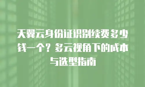 天翼云身份证识别续费多少钱一个？多云视角下的成本与选型指南