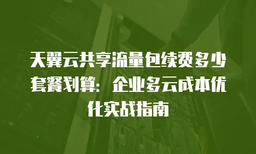 天翼云共享流量包续费多少套餐划算：企业多云成本优化实战指南
