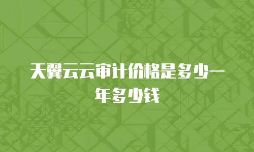 天翼云云审计价格是多少一年多少钱