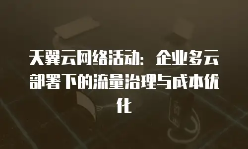天翼云网络活动：企业多云部署下的流量治理与成本优化