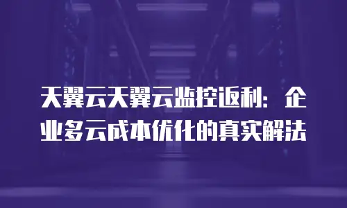 天翼云天翼云监控返利：企业多云成本优化的真实解法