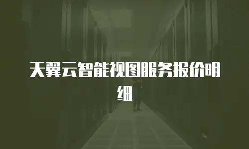 天翼云智能视图服务报价明细
