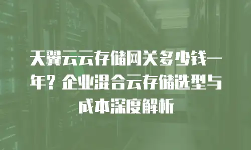 天翼云云存储网关多少钱一年？企业混合云存储选型与成本深度解析