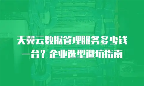 天翼云数据管理服务多少钱一台？企业选型避坑指南