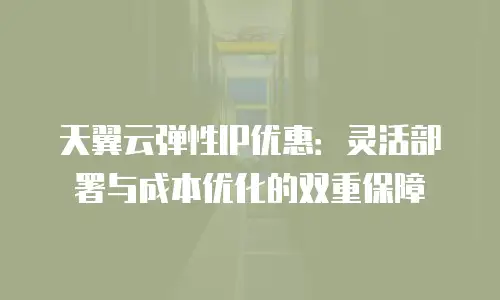 天翼云弹性IP优惠：灵活部署与成本优化的双重保障