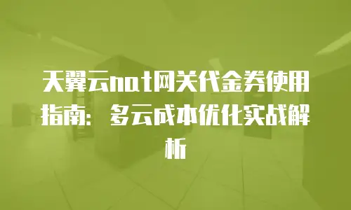 天翼云nat网关代金券使用指南：多云成本优化实战解析