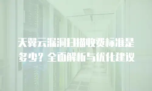 天翼云漏洞扫描收费标准是多少？全面解析与优化建议