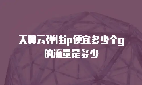 天翼云弹性ip便宜多少个g的流量是多少