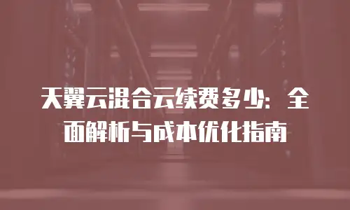 天翼云混合云续费多少：全面解析与成本优化指南
