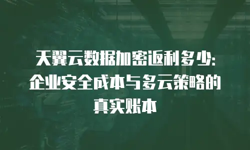 天翼云数据加密返利多少：企业安全成本与多云策略的真实账本