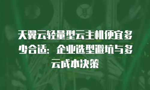 天翼云轻量型云主机便宜多少合适：企业选型避坑与多云成本决策