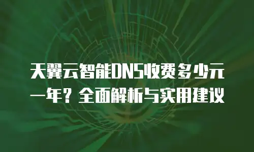 天翼云智能DNS收费多少元一年？全面解析与实用建议
