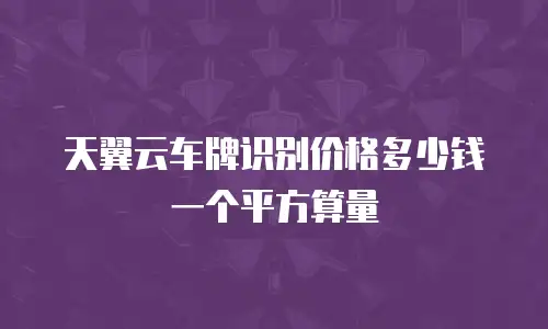 天翼云车牌识别价格多少钱一个平方算量