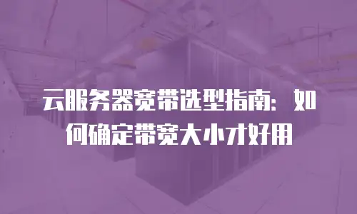云服务器宽带选型指南：如何确定带宽大小才好用