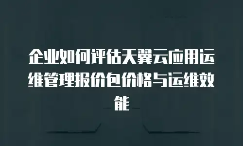 企业如何评估天翼云应用运维管理报价包价格与运维效能