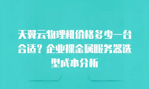 天翼云物理机价格多少一台合适？企业裸金属服务器选型成本分析