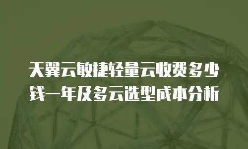 天翼云敏捷轻量云收费多少钱一年及多云选型成本分析