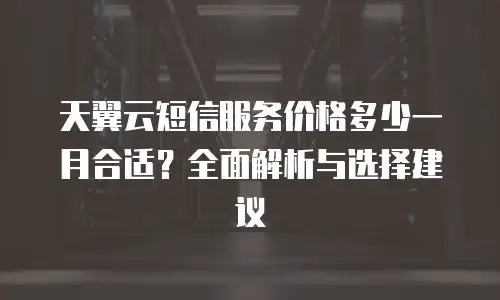 天翼云短信服务价格多少一月合适？全面解析与选择建议
