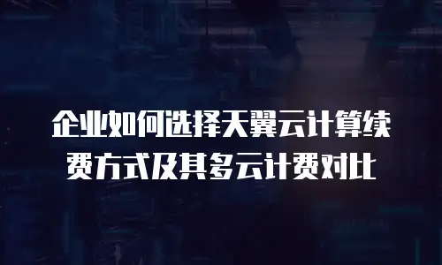 企业如何选择天翼云计算续费方式及其多云计费对比