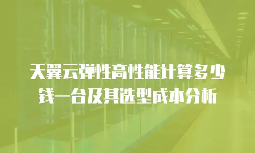 天翼云弹性高性能计算多少钱一台及其选型成本分析