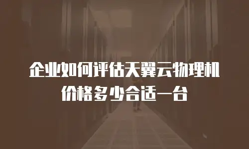 企业如何评估天翼云物理机价格多少合适一台