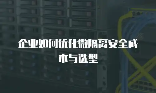 企业如何优化微隔离安全成本与选型