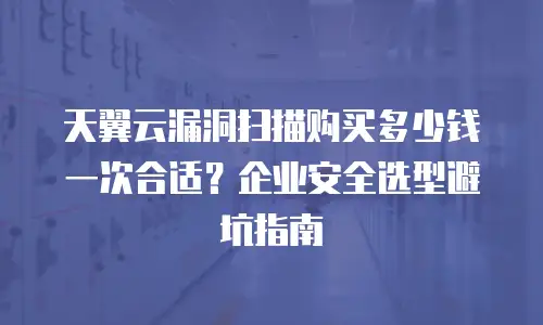 天翼云漏洞扫描购买多少钱一次合适？企业安全选型避坑指南