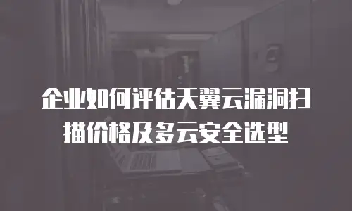 企业如何评估天翼云漏洞扫描价格及多云安全选型