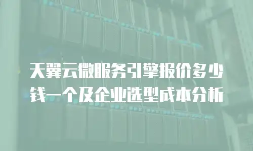 天翼云微服务引擎报价多少钱一个及企业选型成本分析