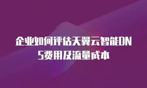 企业如何评估天翼云智能DNS费用及流量成本