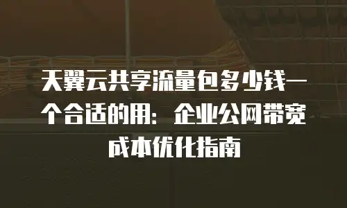 天翼云共享流量包多少钱一个合适的用：企业公网带宽成本优化指南
