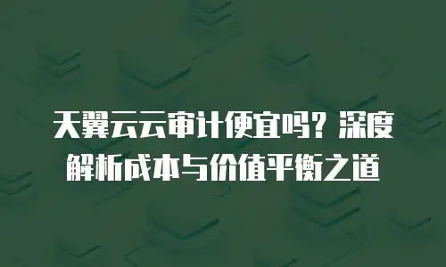 天翼云云审计便宜吗？深度解析成本与价值平衡之道