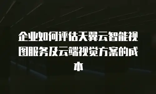 企业如何评估天翼云智能视图服务及云端视觉方案的成本