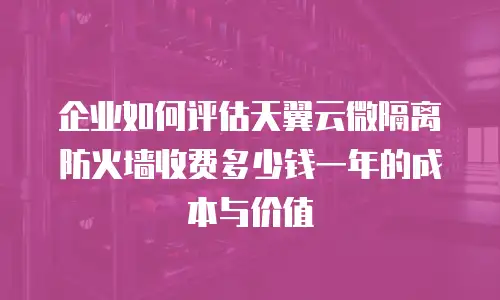 企业如何评估天翼云微隔离防火墙收费多少钱一年的成本与价值