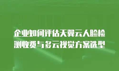 企业如何评估天翼云人脸检测收费与多云视觉方案选型
