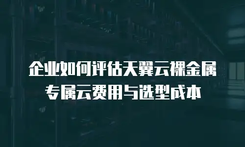 企业如何评估天翼云裸金属专属云费用与选型成本