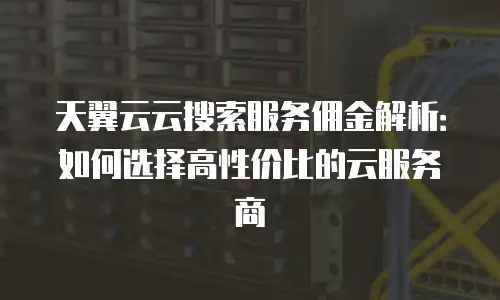 天翼云云搜索服务佣金解析：如何选择高性价比的云服务商