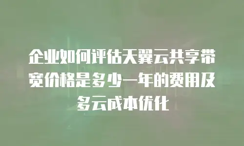 企业如何评估天翼云共享带宽价格是多少一年的费用及多云成本优化