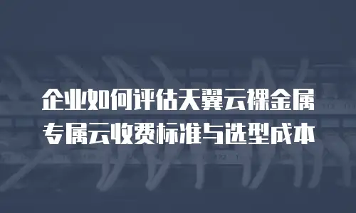 企业如何评估天翼云裸金属专属云收费标准与选型成本