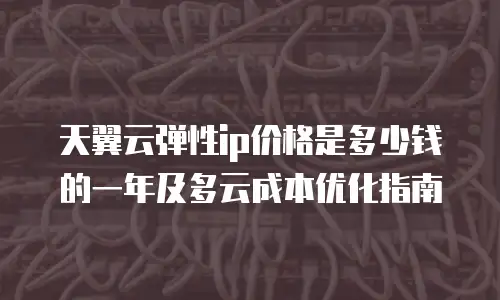 天翼云弹性ip价格是多少钱的一年及多云成本优化指南