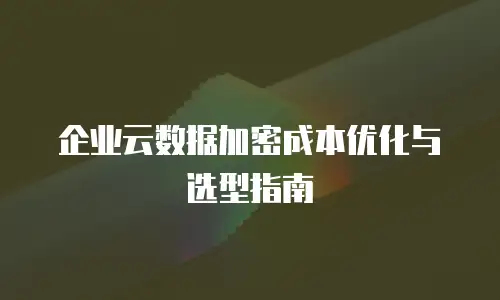 企业云数据加密成本优化与选型指南