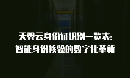 天翼云身份证识别一览表：智能身份核验的数字化革新