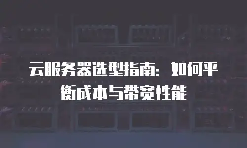 云服务器选型指南：如何平衡成本与带宽性能