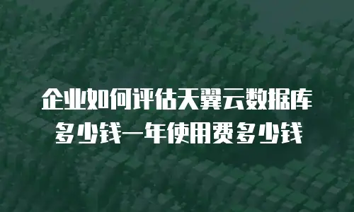 企业如何评估天翼云数据库多少钱一年使用费多少钱
