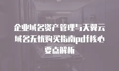 企业域名资产管理与天翼云域名无忧购买指南pdf核心要点解析