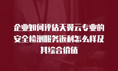 企业如何评估天翼云专业的安全检测服务返利怎么样及其综合价值