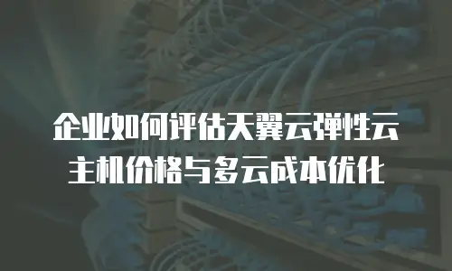 企业如何评估天翼云弹性云主机价格与多云成本优化