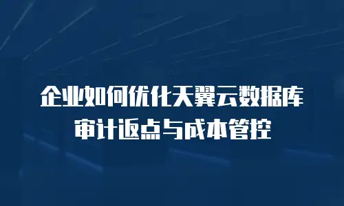 企业如何优化天翼云数据库审计返点与成本管控