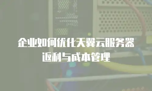 企业如何优化天翼云服务器返利与成本管理